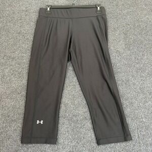 UNDER ARMOUR Womens Heatgear Compression Crop Leggings No Slip Waist Black Large